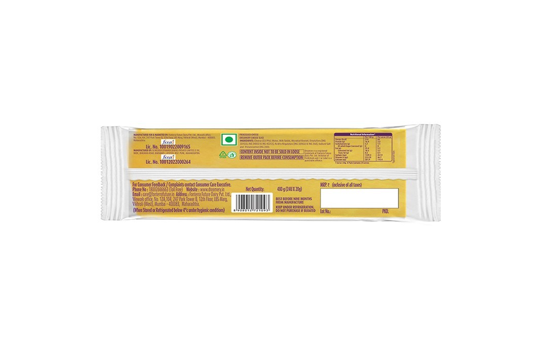 Dreamery Cheese Slices    Pack  400 grams